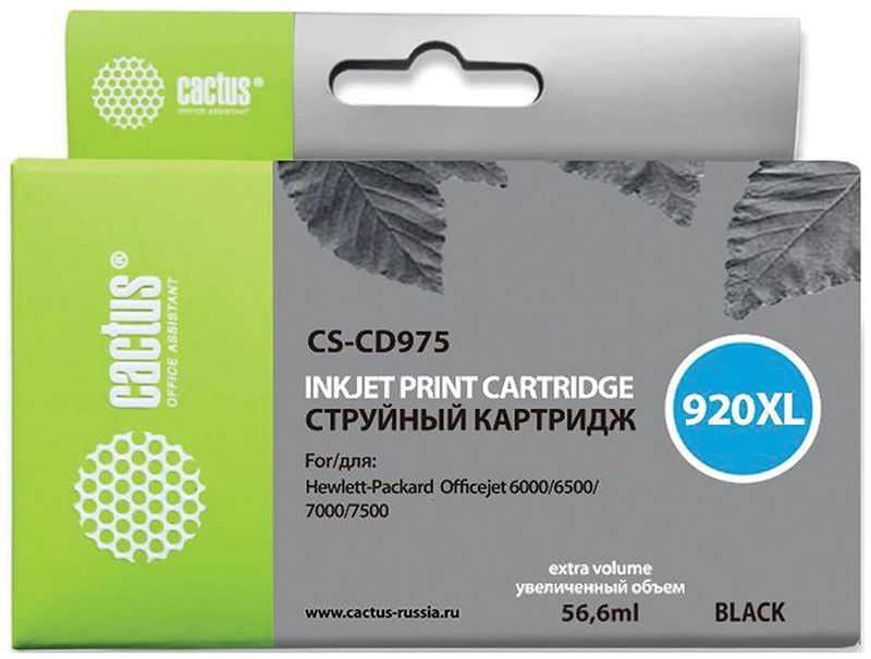 

Картридж струйный Cactus CS-CD975 для HP Officejet 6000/6500/7000, черный