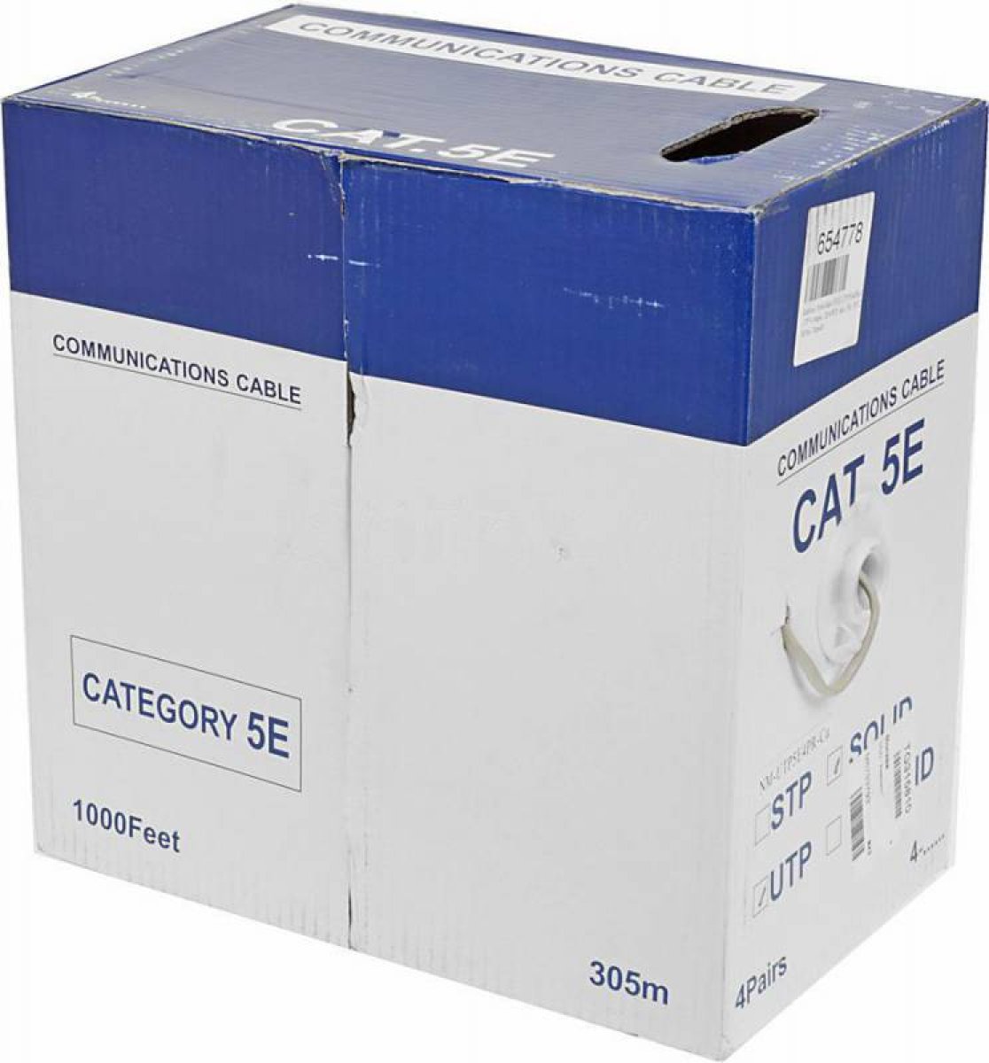 Изображение товара Кабель информационный Lanmaster NM-UTP5E4PR-CU кат.5E U/UTP 4X2X25AWG PVC внутренний 305м серый