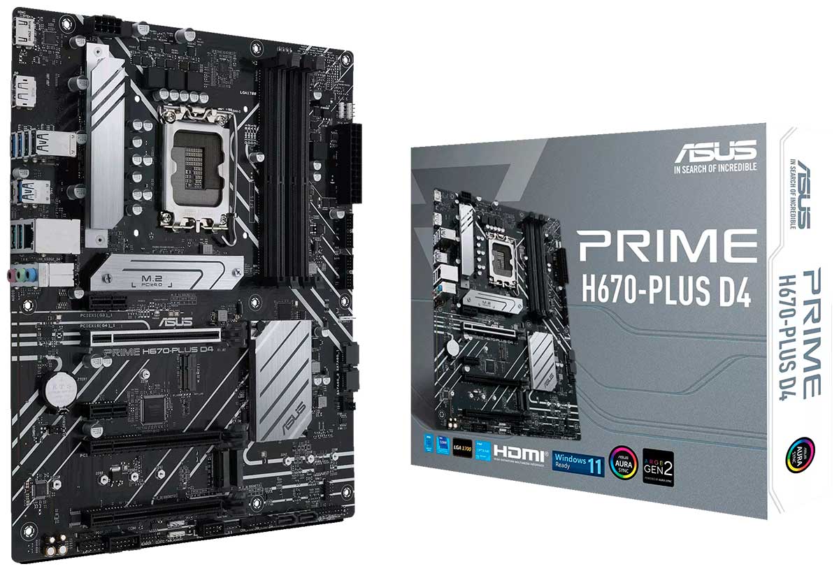 Изображение товара Материнская плата Asus PRIME H670-PLUS D4 LGA1700 ATX для Intel Raptor Lake
