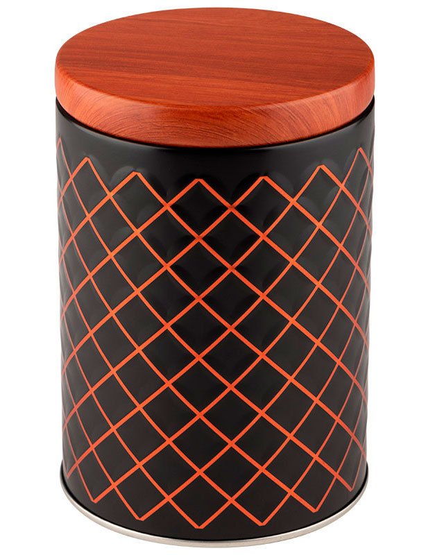 Изображение товара Банка металлическая Mallony CLASSICO NERO, для сыпучих продуктов, 9х128 см, круглая, с крышкой (104871)