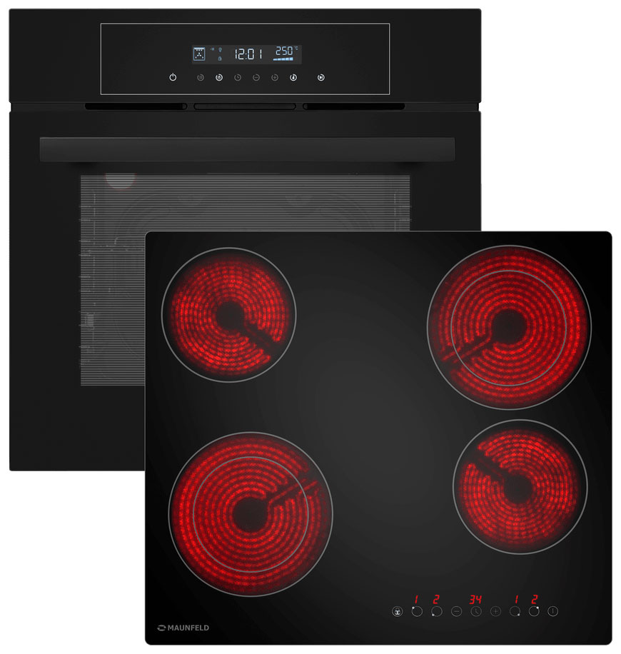 

Комплект Bergen Maunfeld AEOD6063B + варочная панель AVCE594D2BK, Черный