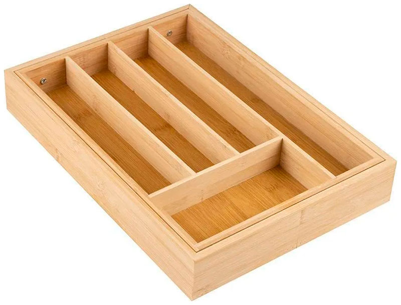 Изображение товара Раздвижной лоток для столовых приборов Mallony из бамбука 7 отделений