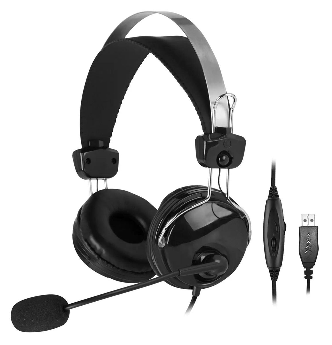 Изображение товара Компьютерная гарнитура A4Tech HU-7P черная накладная USB 2 м