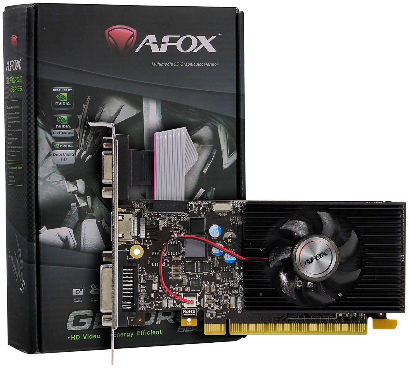 Изображение товара [Видеокарта] AFOX GeForce GT 730 LP 4GB AF730-4096D3L5 с двумя мониторами