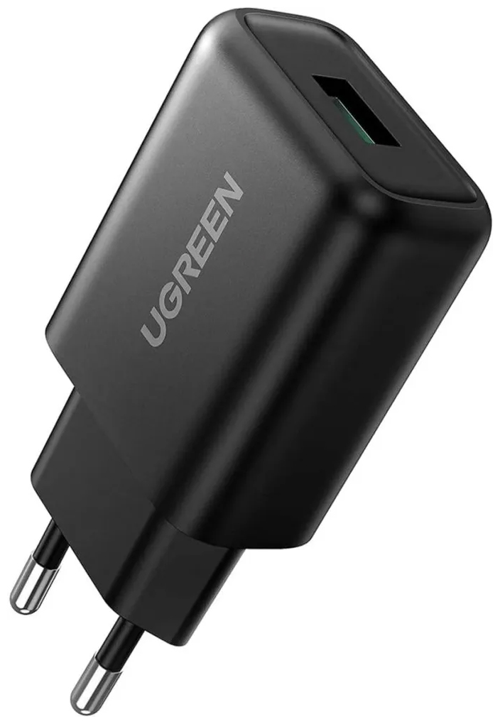 Изображение товара Сетевое зарядное устройство Ugreen USB-A QC 3.0, 18W, Fast Charger EU, черный (70273)