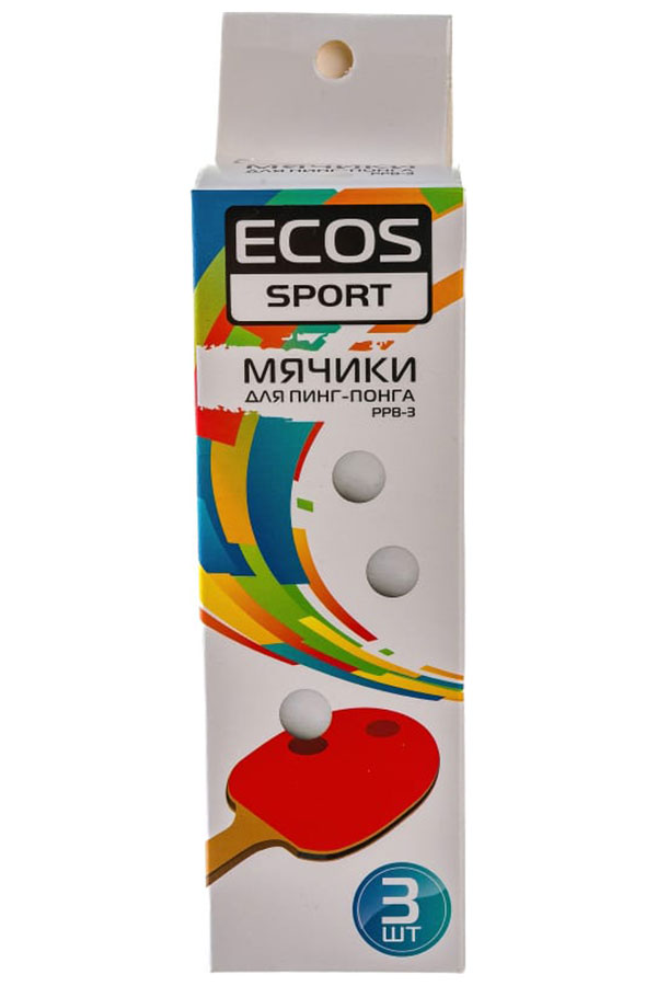 Изображение товара Мячи для настольного тенниса Ecos PPB-3 3 шт белый пластик