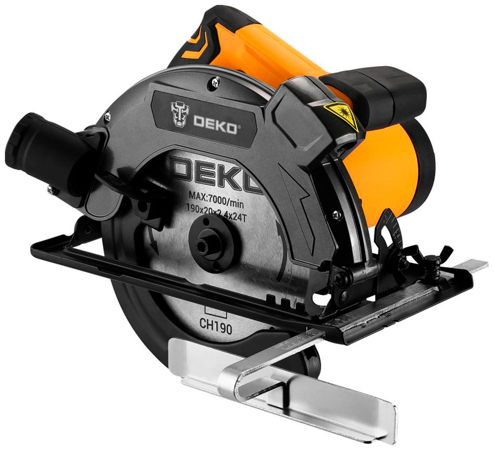 Изображение товара Дисковая циркулярная пила Deko DKCS1800-190 Laser 1800Вт, 190мм диск лазерный, указатель черно-желтый