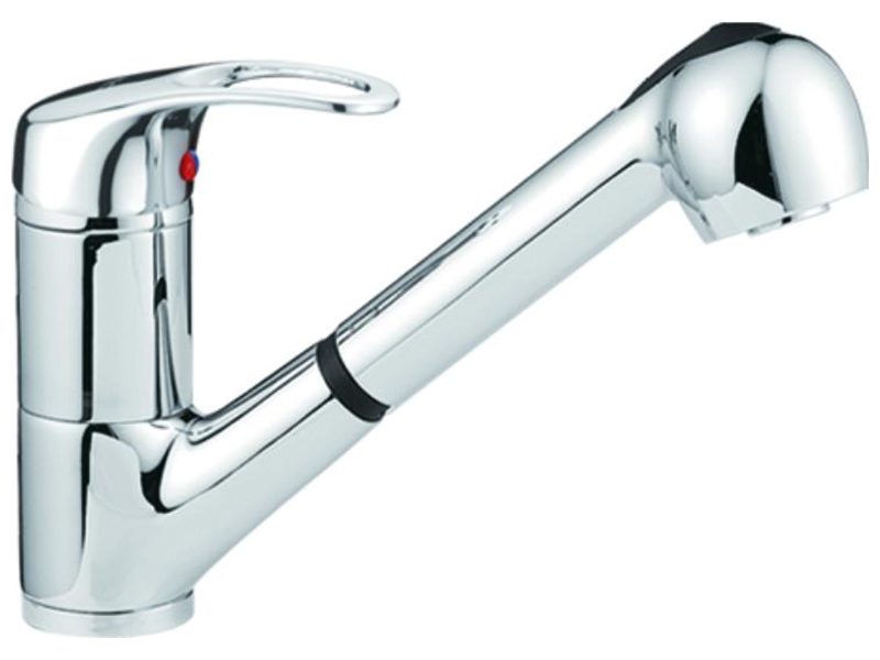 Изображение товара Смеситель для кухни с выдвижным изливом D-Lin хром однорычажный