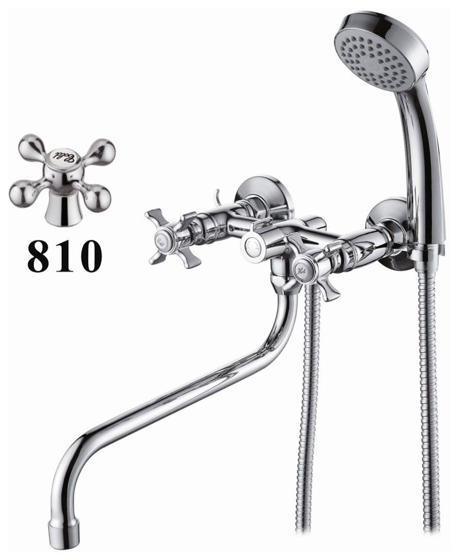 Изображение товара Смеситель для ванны D-Lin D143810 хром с выдвижной лейкой и ограничением расхода воды