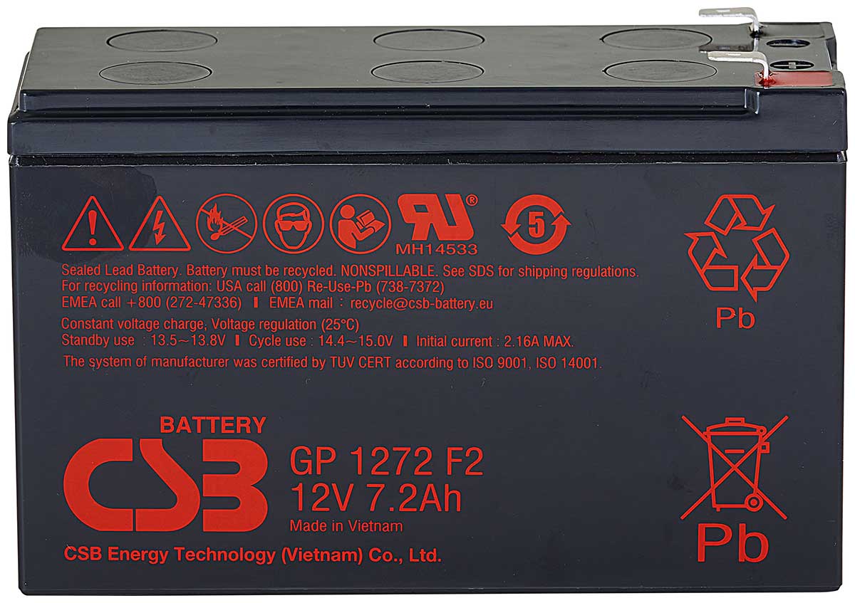 Изображение товара Аккумуляторная батарея для ИБП CSB GP1272 F2 (12В, 7.2Ач)