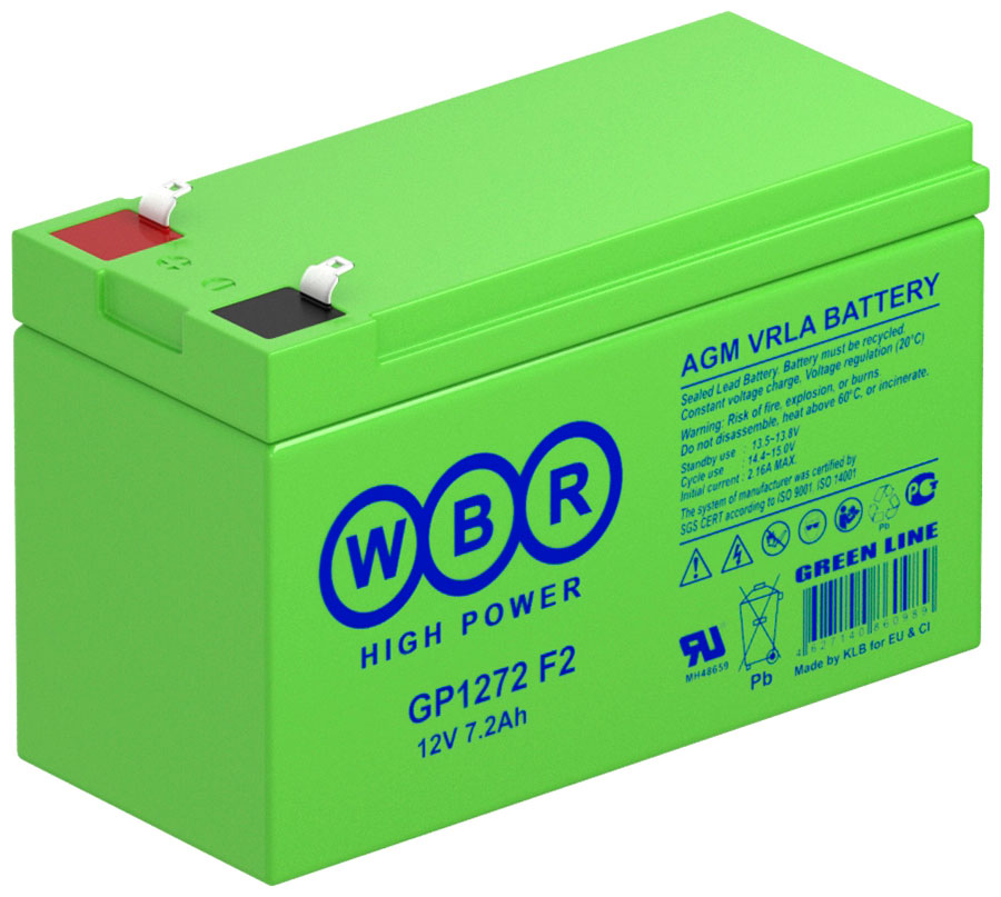 Изображение товара Аккумуляторная батарея для ИБП WBR GP1272 F2 (12В 7.2Ач)