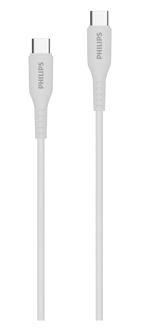 Кабель Philips USB C - USB C, 60W, 1.2 м, силиконовый, белый (DLC8601W/74) Кабель Philips USB C - USB C, 60W, 1.2 м, силиконовый, белый (DLC8601W/74)