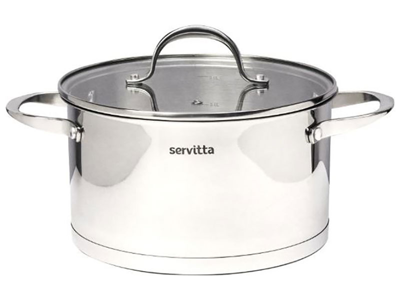 Изображение товара Кастрюля с крышкой Servitta Rigoroso 4.5 литра из нержавеющей стали для всех типов плит