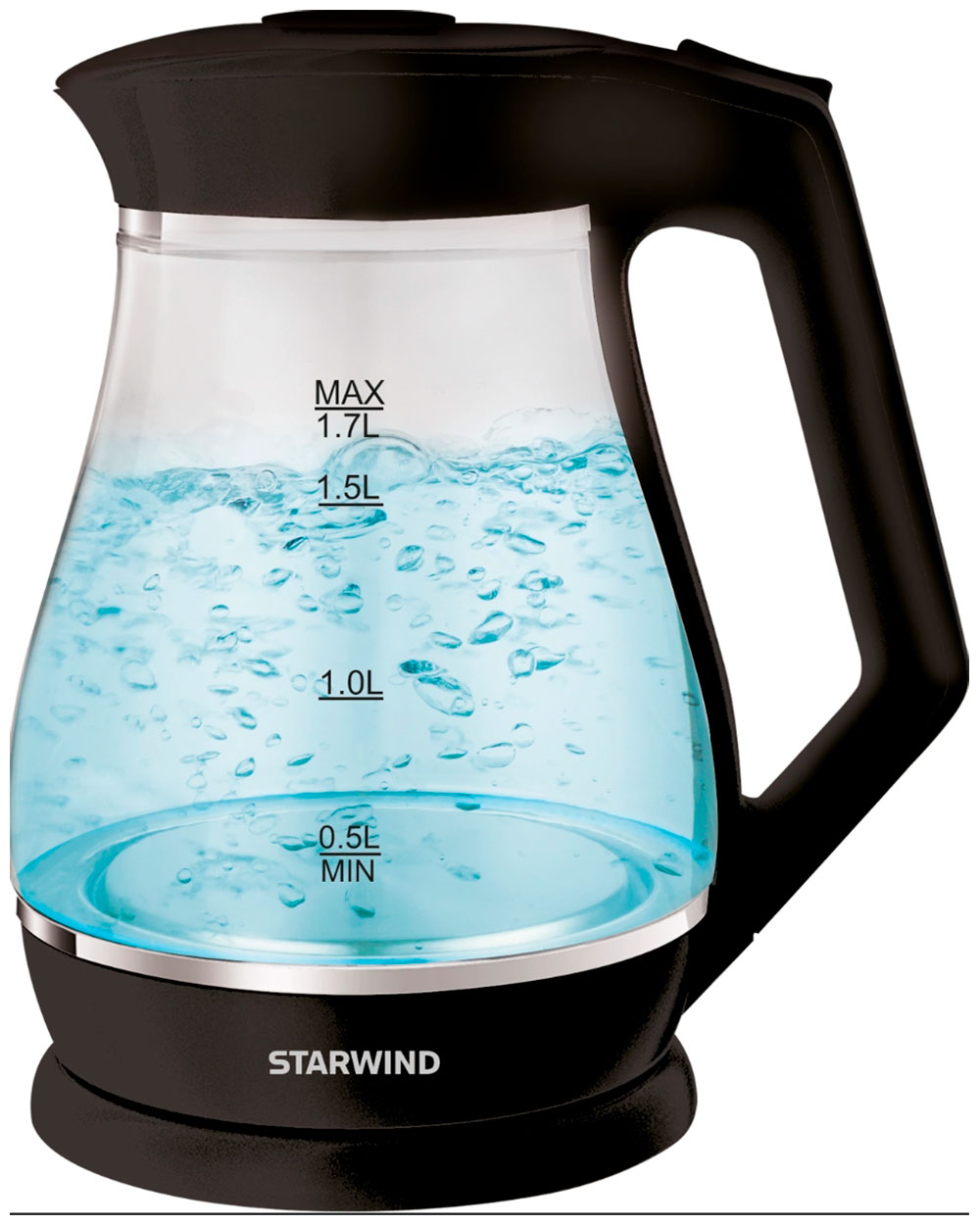 

Чайник электрический Starwind SKS2035, 1.7л., 2200Вт, черный (стекло/пластик), Черный/прозрачный