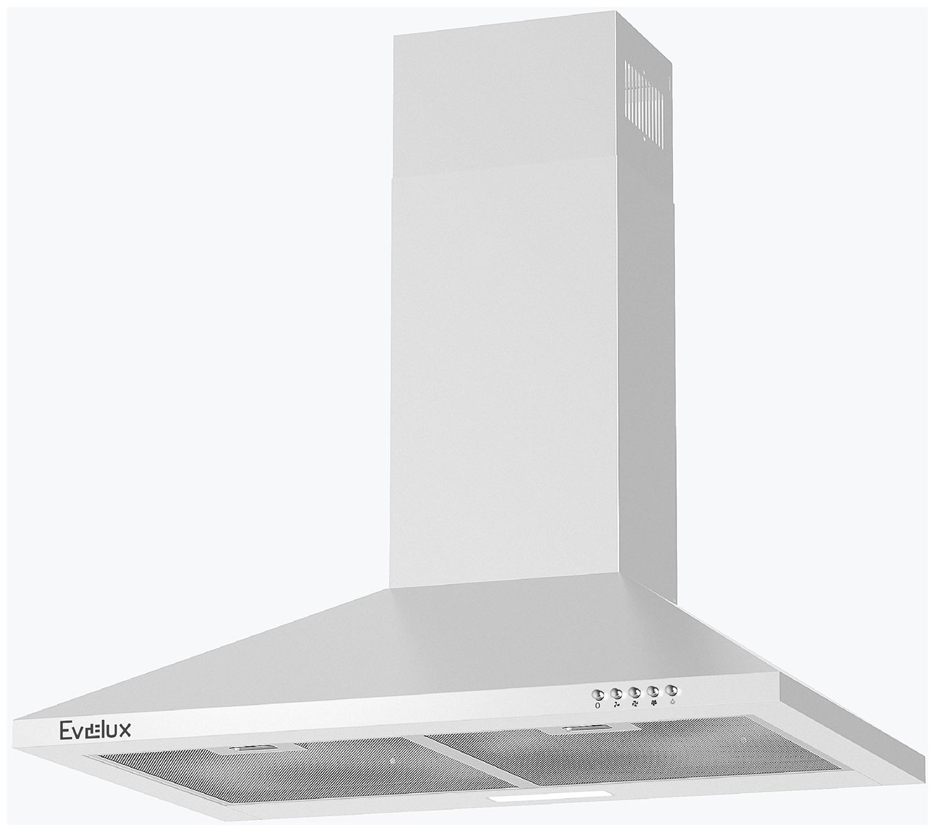 Изображение товара Вытяжка Evelux Favorite 60 W купольная белая мощностью 750 м3/ч механика светодиодное освещение