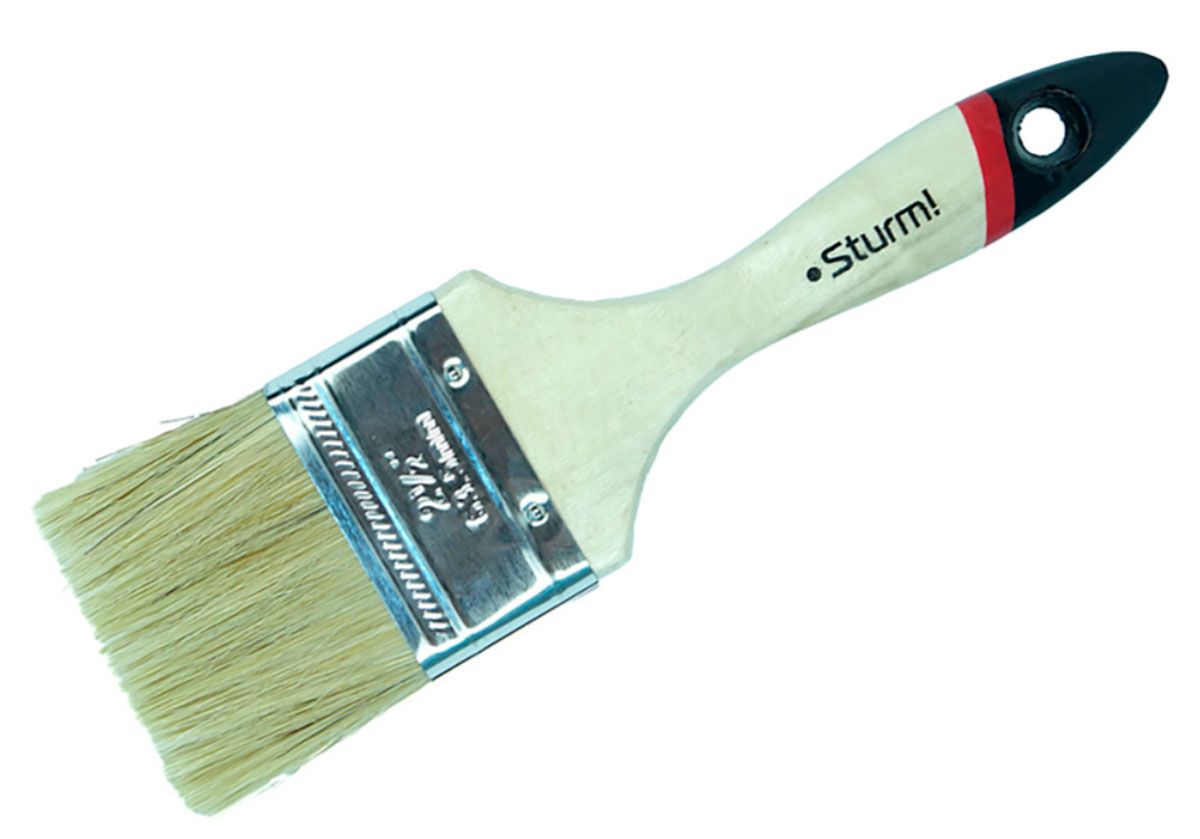 Изображение товара Кисть плоская Sturm! Euro 2.5 63мм натуральная щетина деревянная ручка