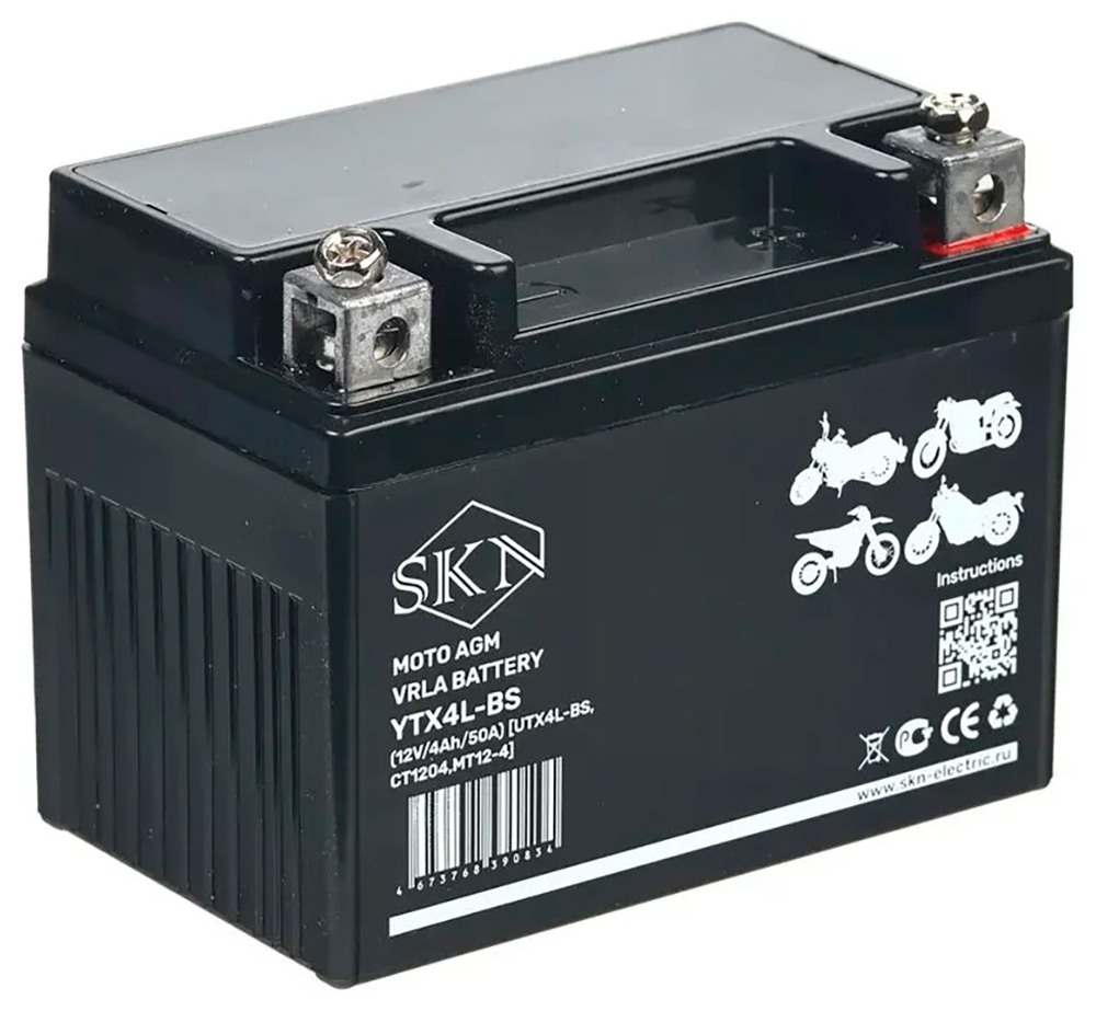 Изображение товара Аккумулятор для мототехники SKN LiFePO4 YTX4L-BS, 12V/4Ah/50A (UTX4L-BS, CT 1204, MT 12-4) Изображение товара Аккумулятор для мототехники SKN LiFePO4 YTX4L-BS, 12V/4Ah/50A (UTX4L-BS, CT 1204, MT 12-4)