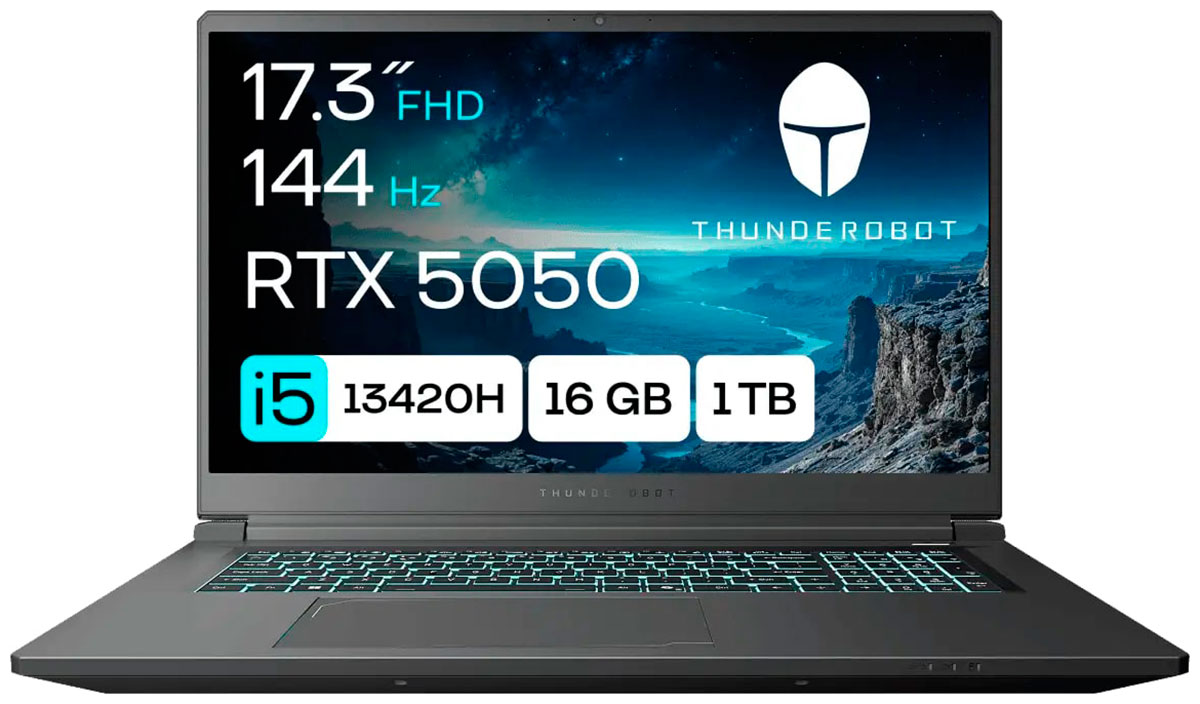 Изображение товара Игровой ноутбук Thunderobot Range 17 G2 Evo Intel Core i5 RTX 5050 16 ГБ SSD 1 ТБ