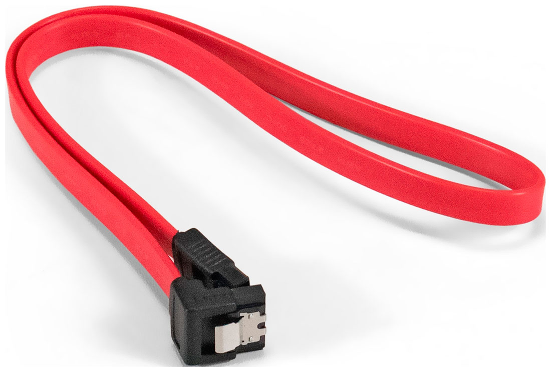 Изображение товара Кабель SATA ExeGate 0.5м 7pin/7pin угловой разъем металлические защелки