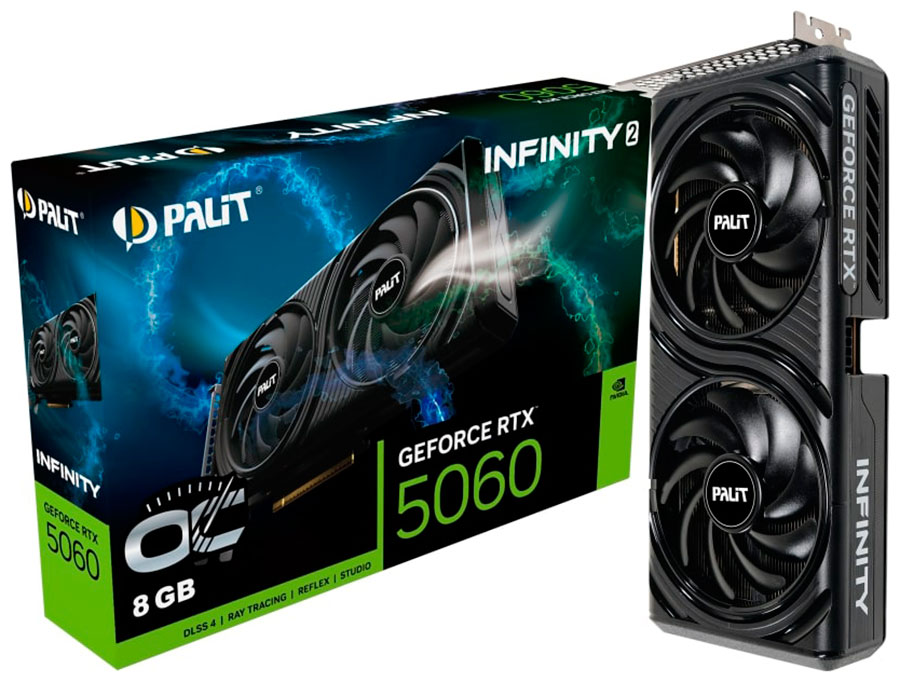 Изображение товара Видеокарта Palit GeForce RTX 5060 INFINITY 2 OC 8GB (NE75060V19P1-GB2063L)