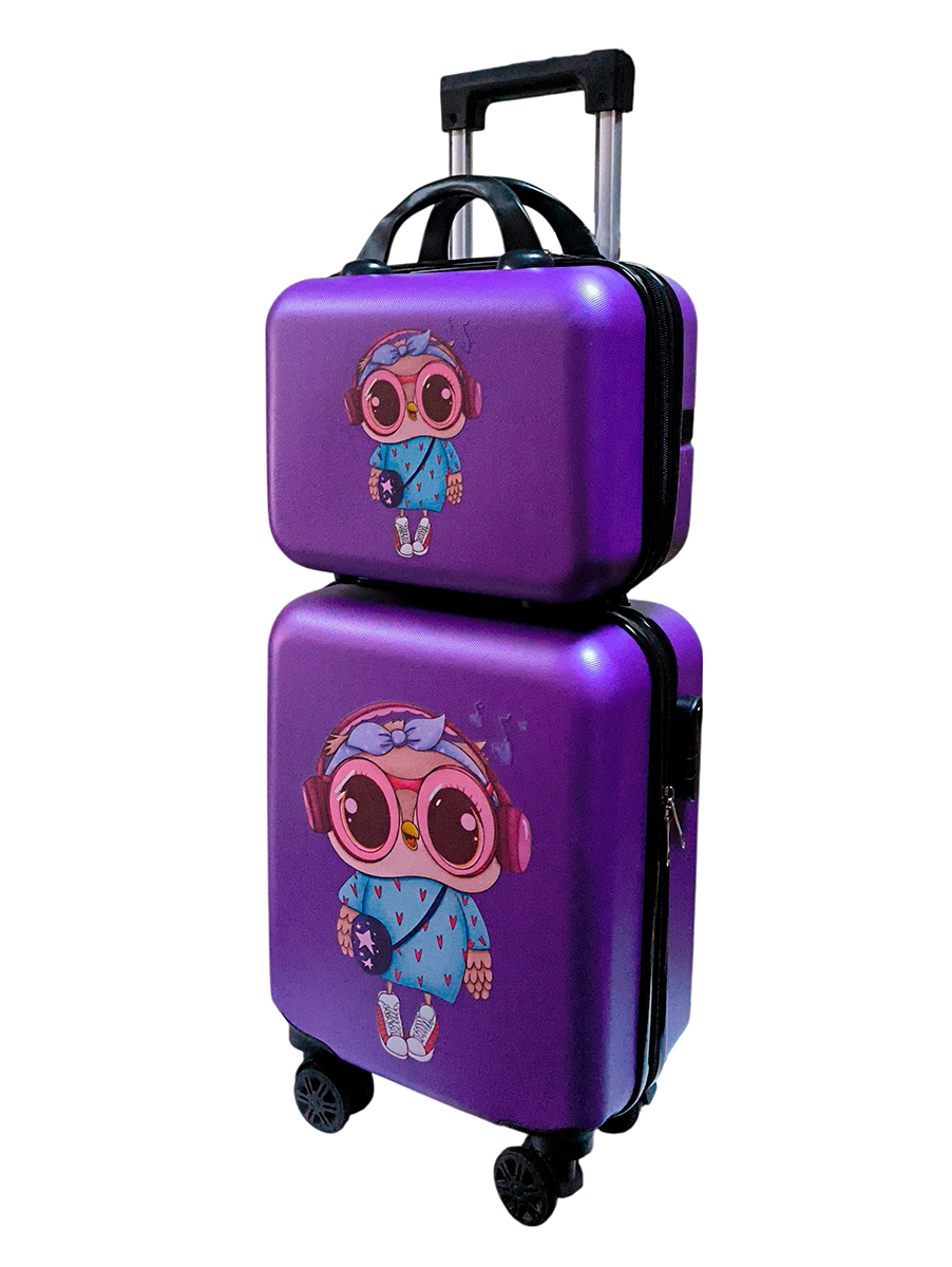 Изображение товара Дорожный набор XS Lats Чемодан 16 дюймов+бьюти кейс, сова