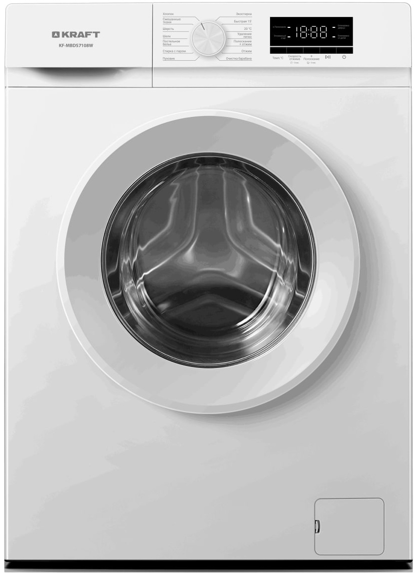 Изображение товара Стиральная машина Kraft KF-MBDS7108W с функцией пара, 7 кг, A+++