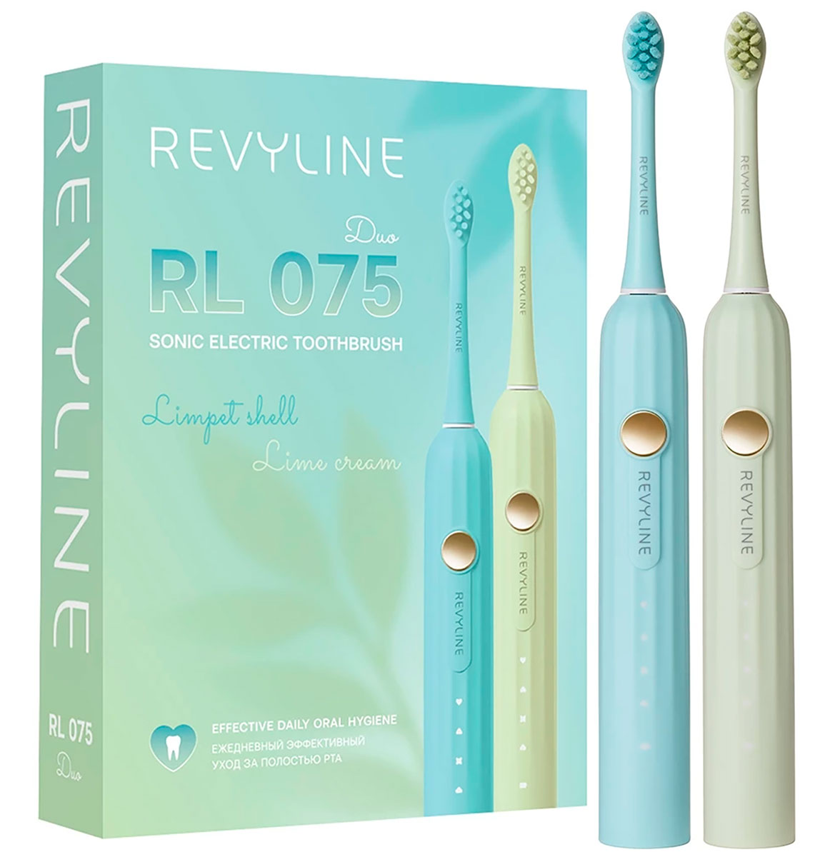Изображение товара Электрическая зубная щетка Revyline RL 075 DUO limpet shell+lime cream