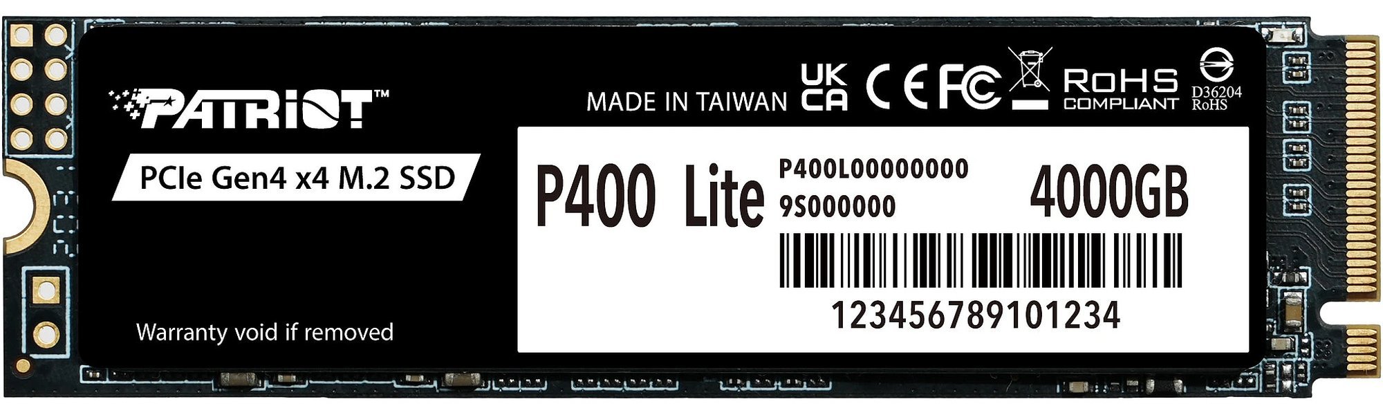 Изображение товара SSD накопитель Patriot Memory 4TB M.2 2280 PCIe 4.0 P400 Lite P400LP4KGM28H