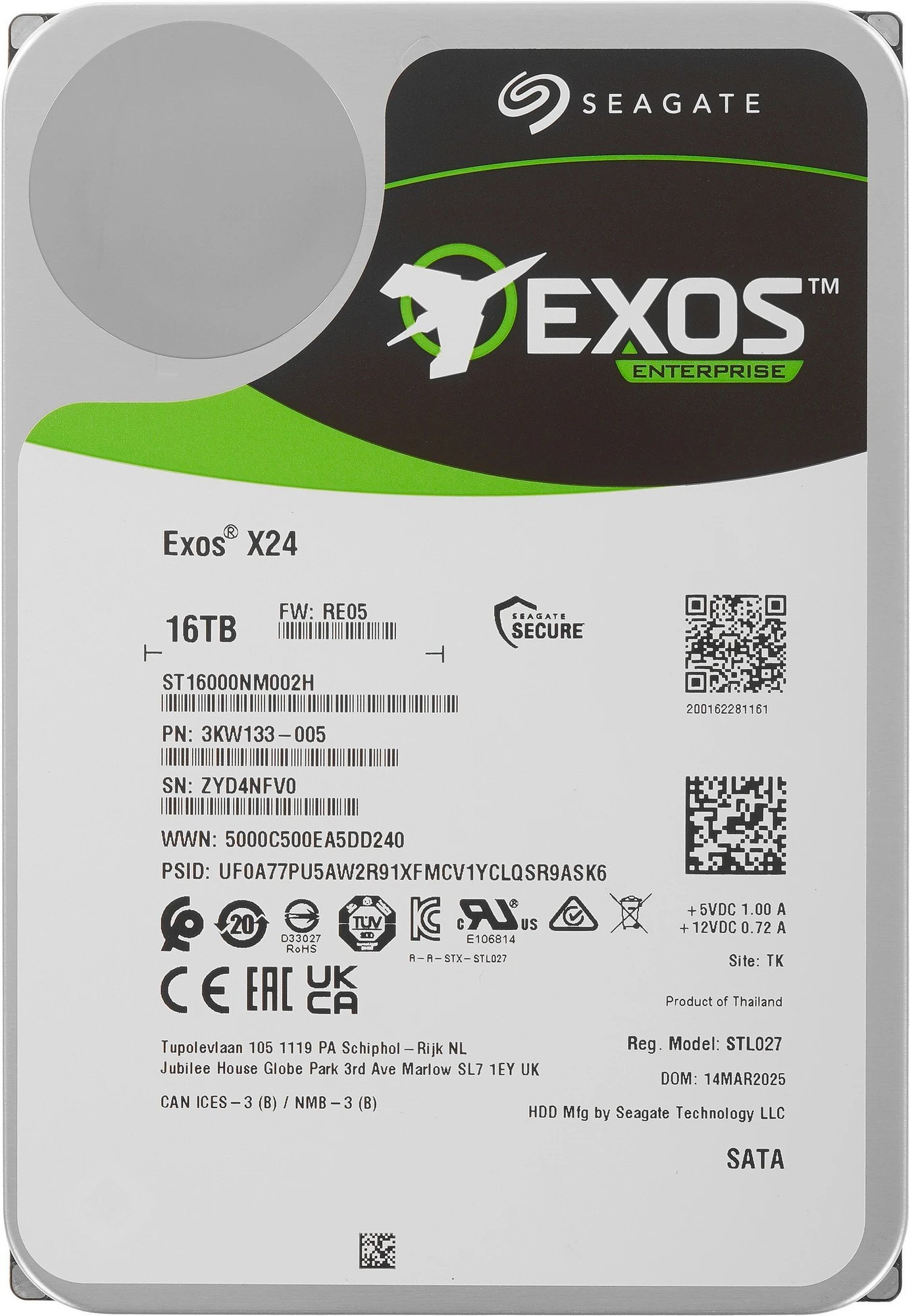 Изображение товара Жесткий диск Seagate 16TB SATA Exos X24 ST16000NM002H