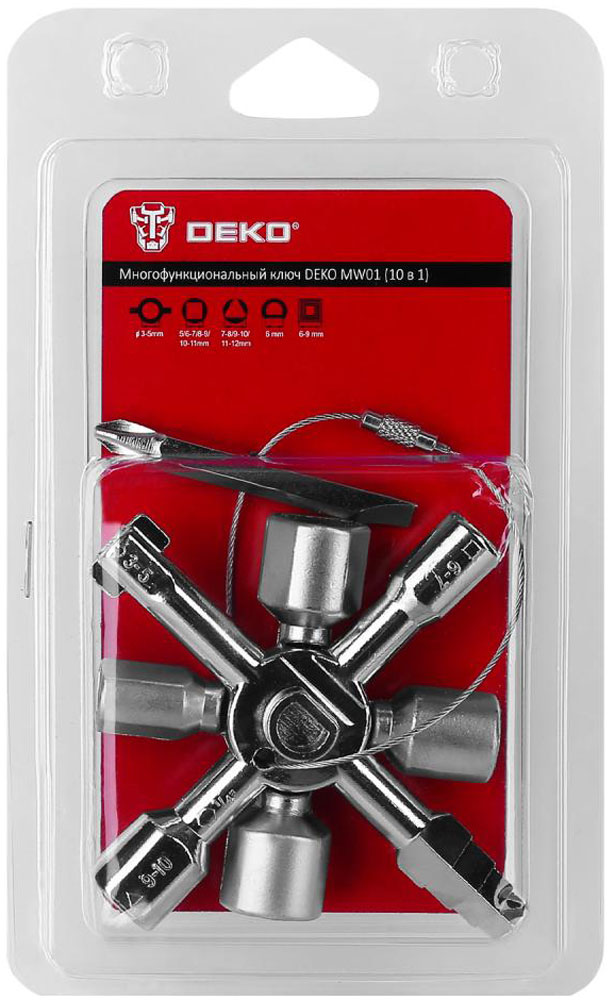 Многофункциональный ключ Deko MW01 (10 в 1) серебристый ключ для шкафа deko mw01 10 в 1