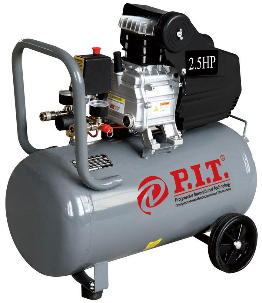 

Компрессор P.I.T. PAC50-C (1,8кВт, 2,5лс, 206 л/мин, 50л, 2 выхода, европереходник, масляный), Серый