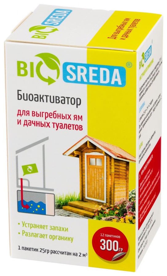 Биоактиватор Biosreda для выгребных ям и дачных туалетов, 300 гр 12 пакетиков биоактиватор biosreda для выгребных ям и дачных туалетов 300гр 12 пакетиков