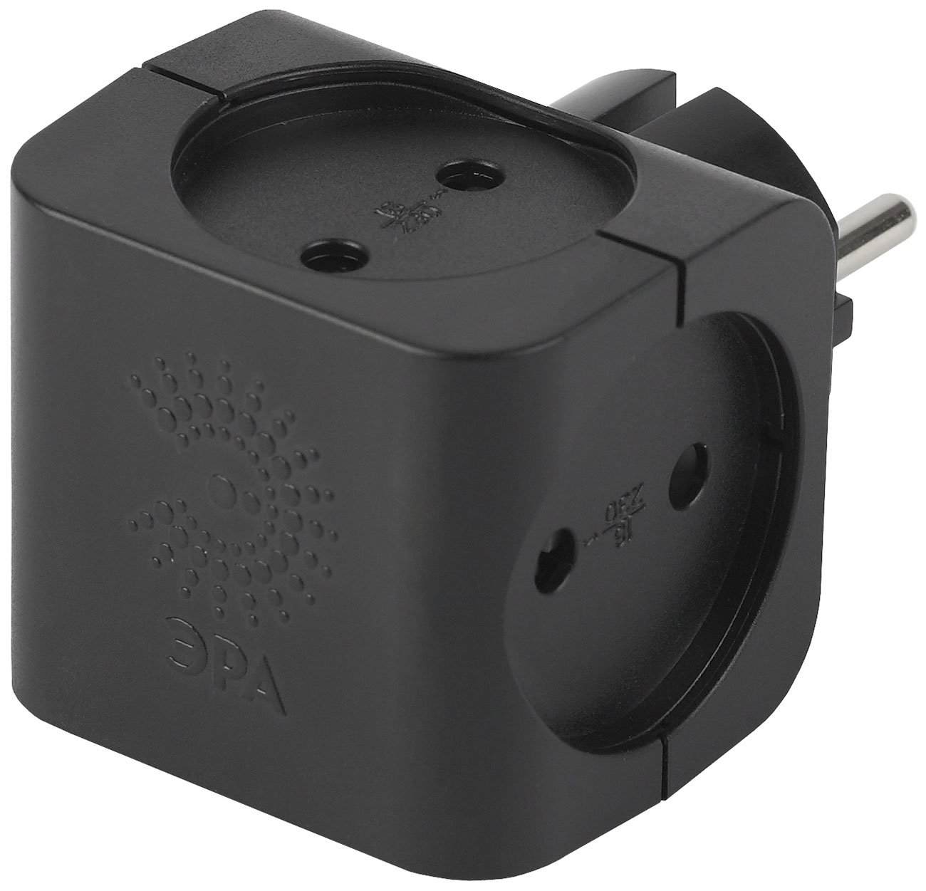 

Тройник ЭРА SP-4-B 4 гнезда без заземления, 16А, черный