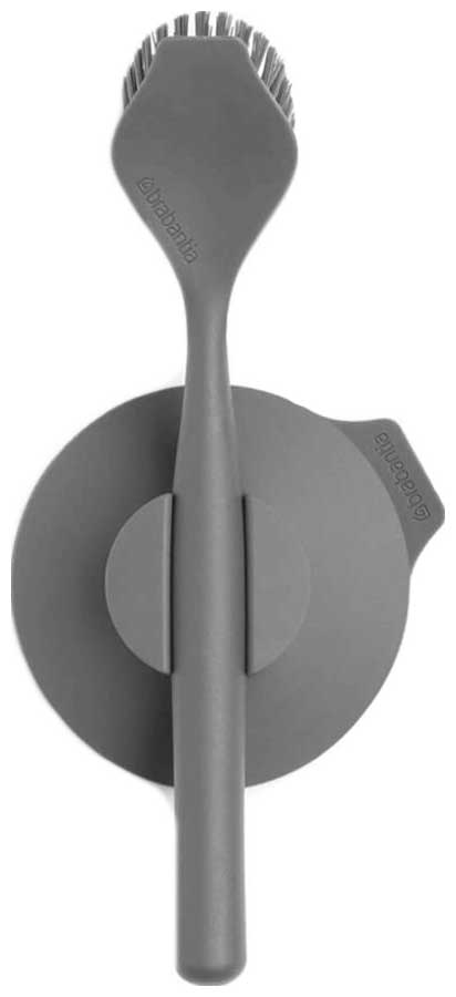 Изображение товара Щетка для мытья посуды с держателем на присоске Brabantia Sink Side 117589 темно-серый