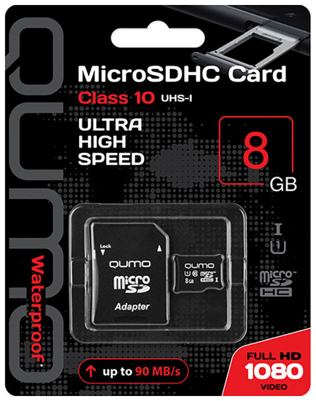 Карта памяти QUMO MicroSDHC 8GB Class 10 UHS I карта памяти qumo microsdhc 8gb class 10