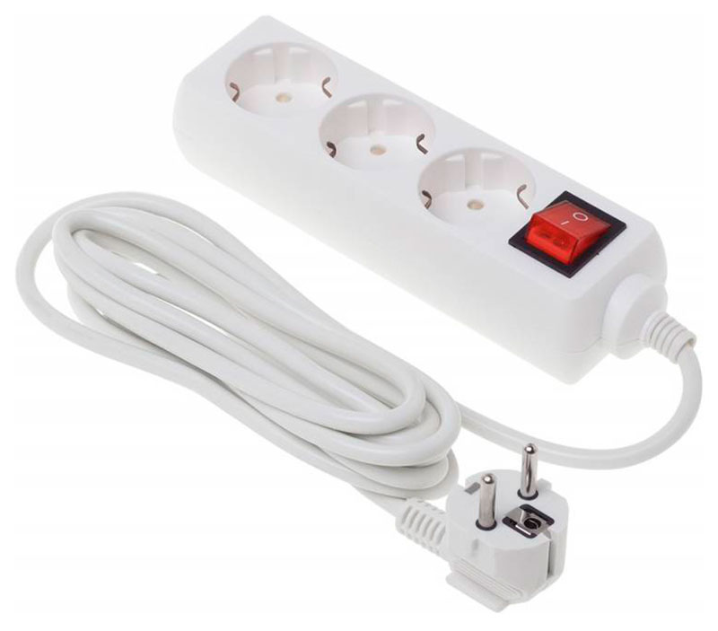 Изображение товара Сетевой удлинитель Buro BU-PS3.3/W, 3 м, 3 розетки, белый