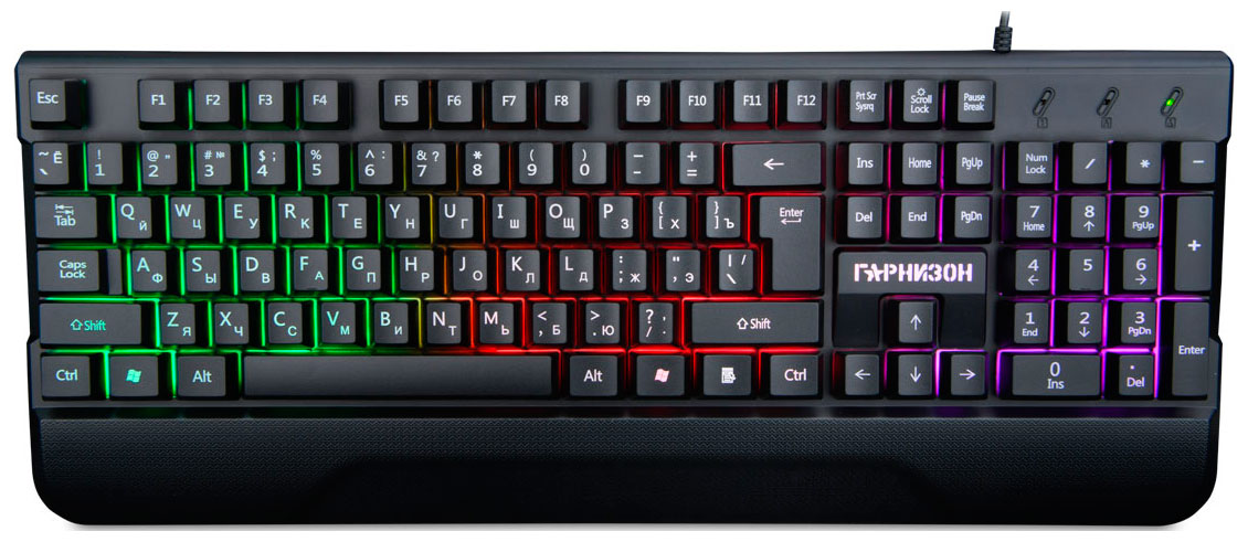 Клавиатура Гарнизон GK-350L, Rainbow, USB, черный клавиатура с подсветкой для asus rog g701 g701vo g701vik g701vi двуязычная клавиатура ru uk ar be cs la ne po tr kr hu he hb gr ge gk