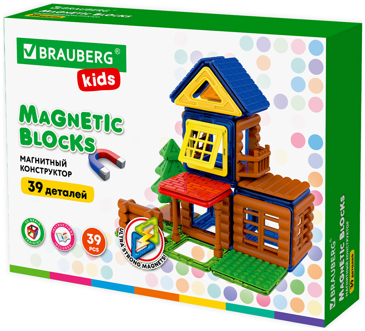 Конструктор магнитный Brauberg KIDS MAGNETIC BUILD BLOCKS-39 Построй дом 663849 конструктор магнитный brauberg kids big magnetic blocks 42 663846