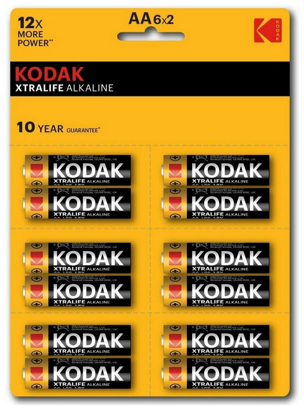 Батарейка Kodak XTRALIFE LR6 BL12 6xBL2) [KAA-2x6 perf] 12шт комплект батареек 4 шт duracell basic aa lr6 mn1500