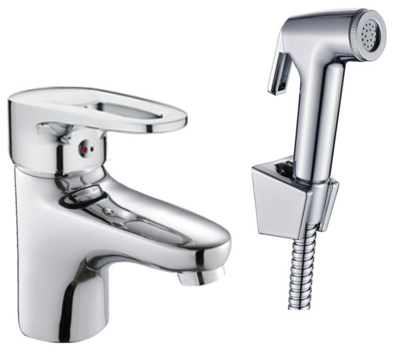 Изображение товара Смеситель для раковины Haiba с гигиеническим душем хром HB1268