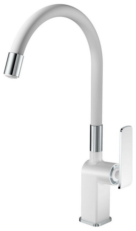 Изображение товара Кухонный смеситель Haiba HB548-8 белый с поворотным изливом и аэратором