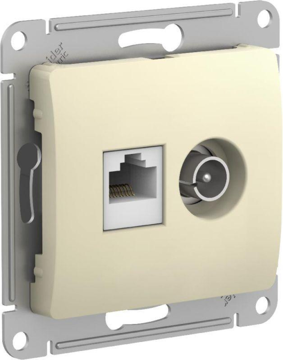 Изображение товара Розетка компьютерная и телевизионная Systeme Electric Glossa RJ45 TV бежевый