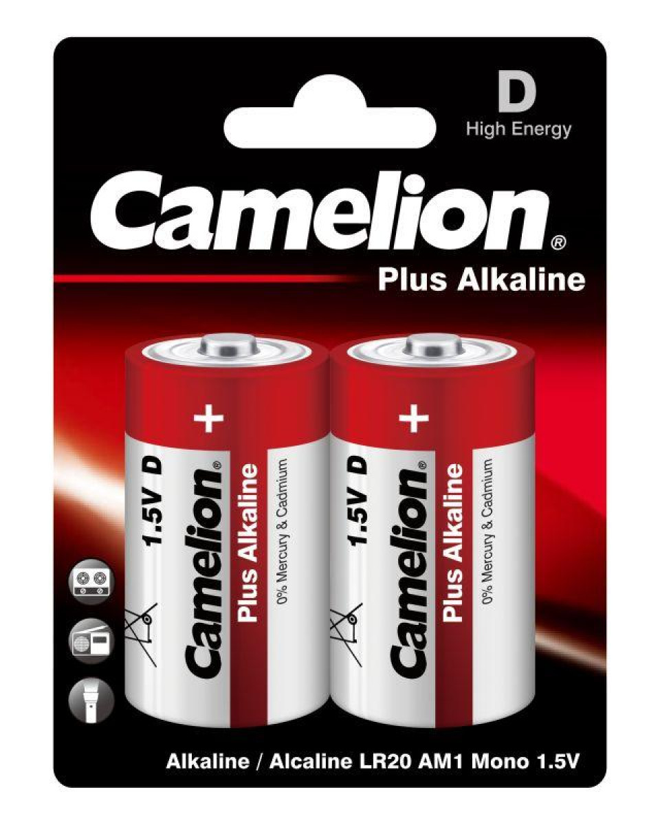 Изображение товара Алкалиновые батарейки Camelion D LR20 Plus 1.5 В D Размер для устройств