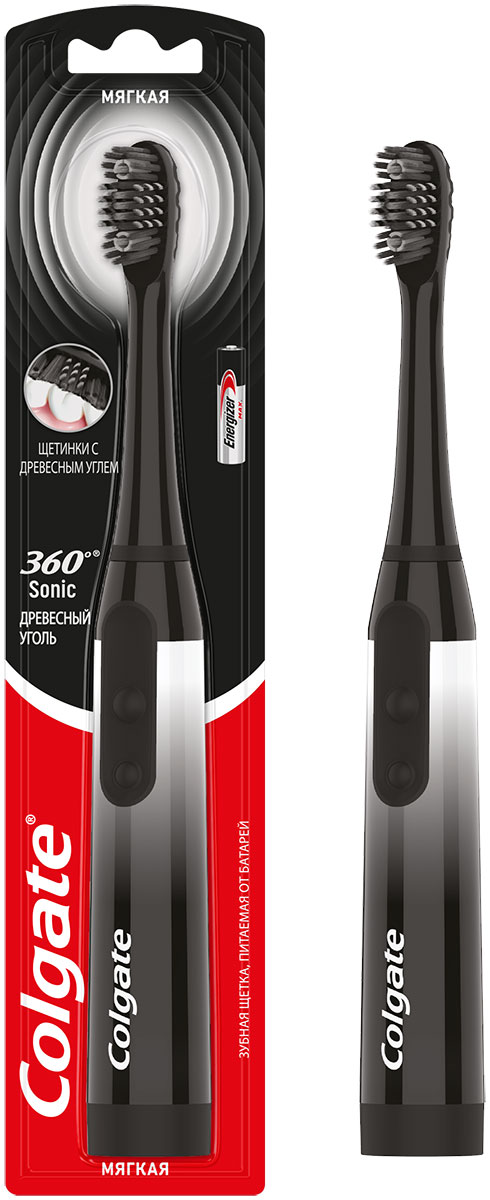 Зубная щетка Colgate 360 SONIC Древесный Уголь мягкая 61020733 электрическая зубная щетка colgate 360 sonic древесный уголь
