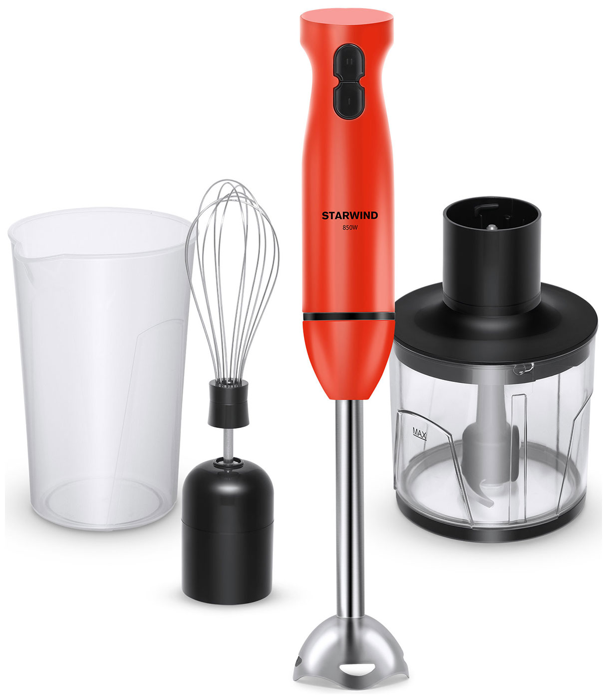Изображение товара Погружной блендер Starwind SBP2201 850 Вт 2 скорости венчик измельчитель красный