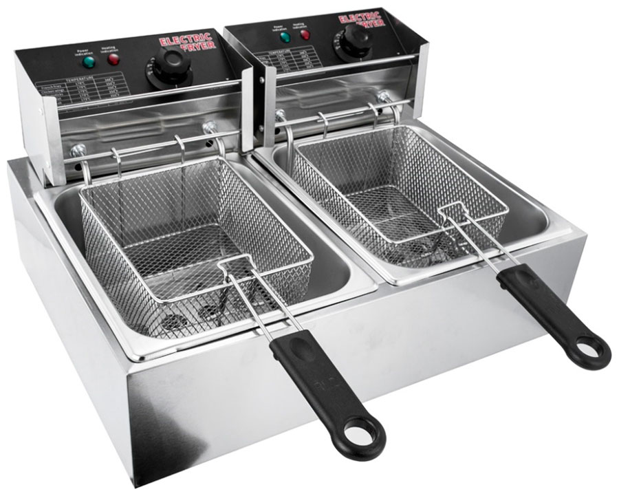 Изображение товара Фритюрница Viatto VA-DF66E  двухванная 5000 Вт нержавеющая сталь для кафе