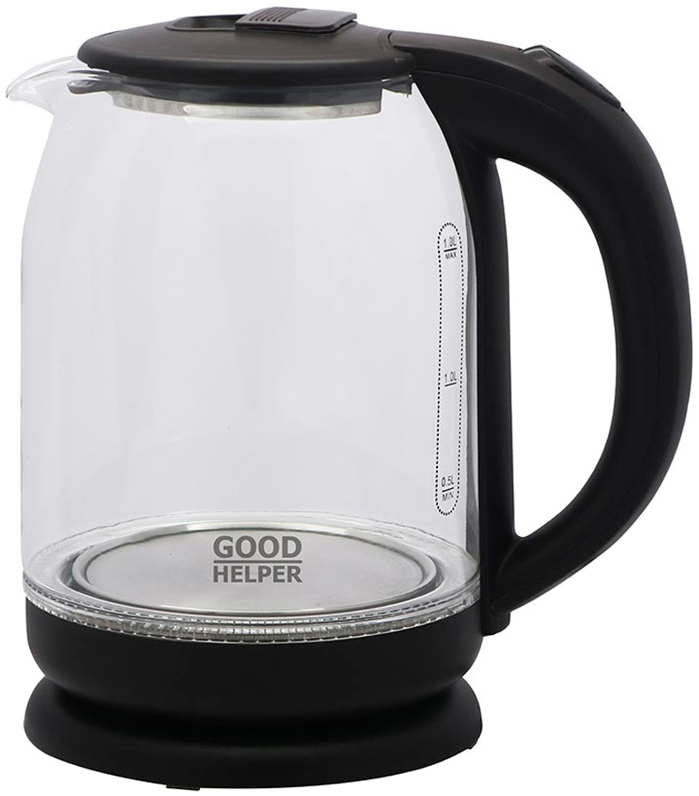 Чайник электрический GoodHelper KG-18B10, черный, стекло