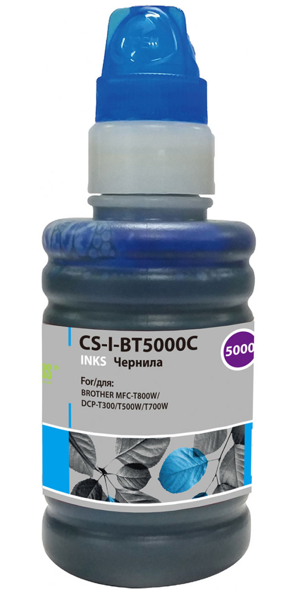

Чернила Cactus CS-I-BT5000C, для Brother (DCP-T300/T500W/T700W/MFC-T800W) голубые, 0.1 л, Голубой