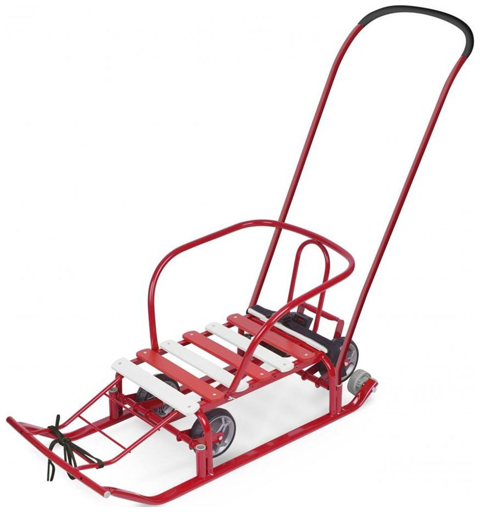 Изображение товара Детские санки Тимка 5 универсал+ алый, металлокаркас, прорезиненные колеса