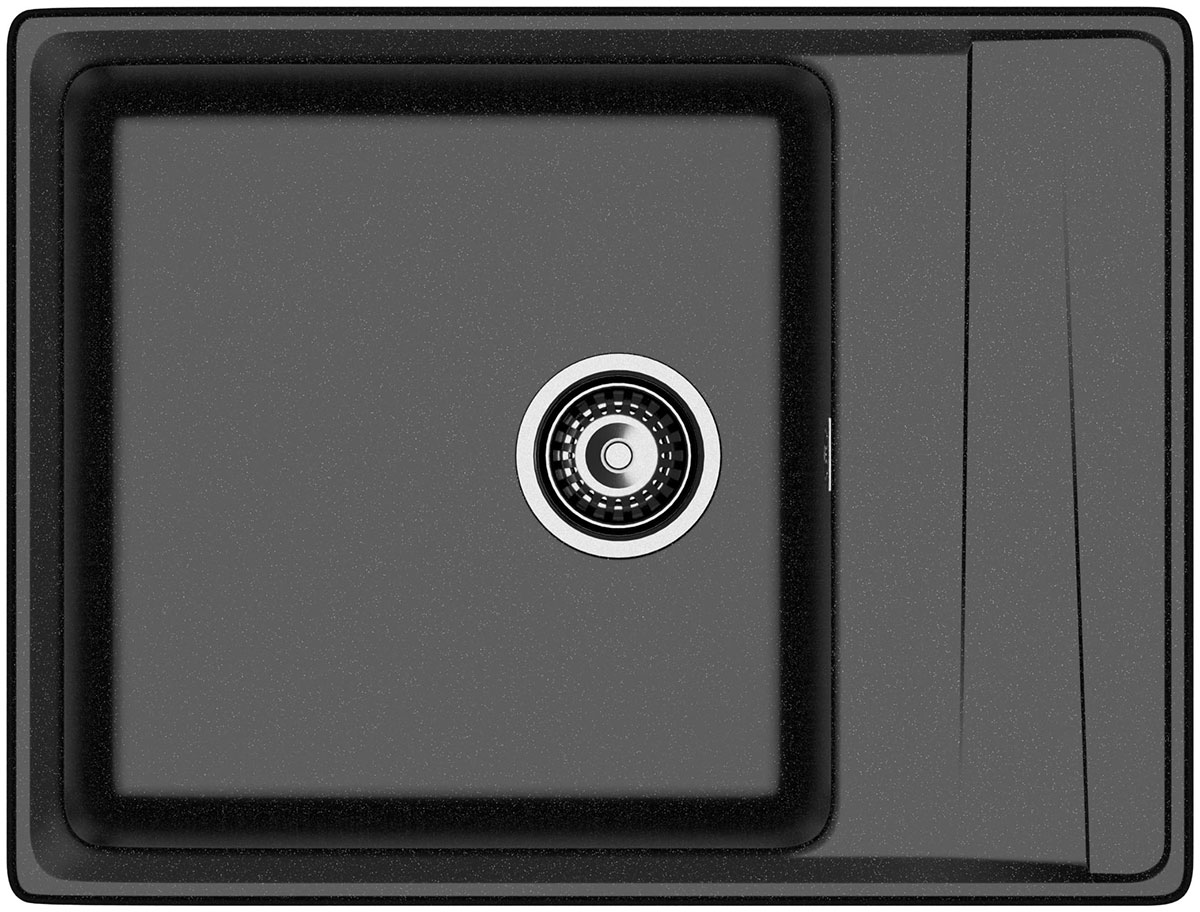 Изображение товара Кухонная мойка GranFest LEVEL 660L черная из мрамора 660х500 мм